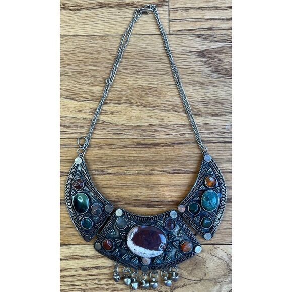 Vintage Egyptian Queen Multi Stone Handcrafted in Egypt Necklace/ Excellent